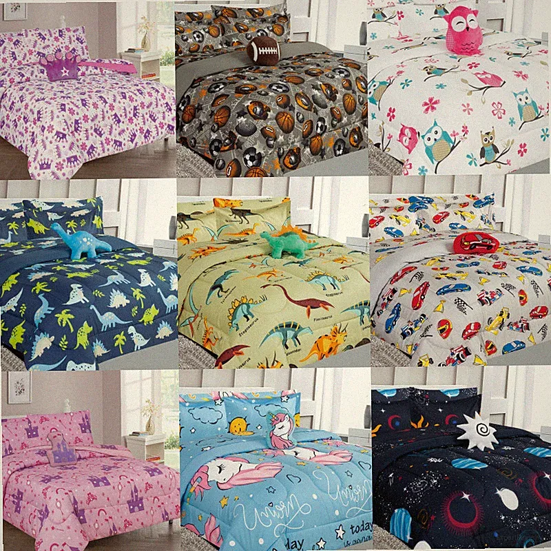 6PC TWIN BEDDING COMPLETE COMFORTER AND SHEET SET BED DRESSING FOR KIDS TEENS