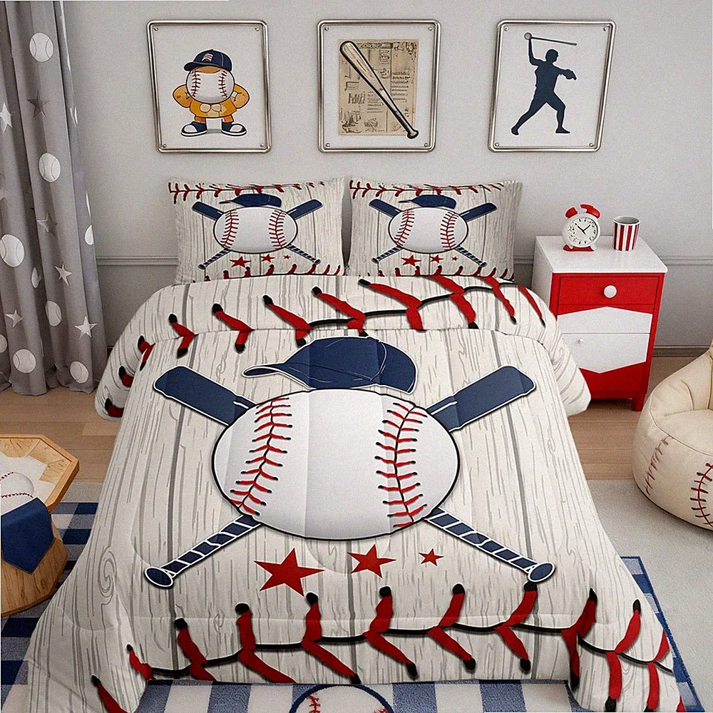 Baseball Full Size Comforter Set,Baseball Bat Bedding Set for Adults Teens,Ch...