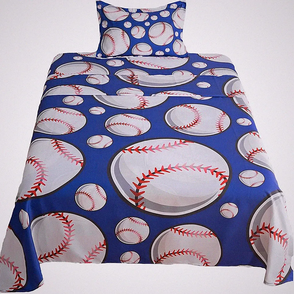 Baseball Sheets Twin for Boys Sports for Teens Baseball Bedding Set 3D Blue G...