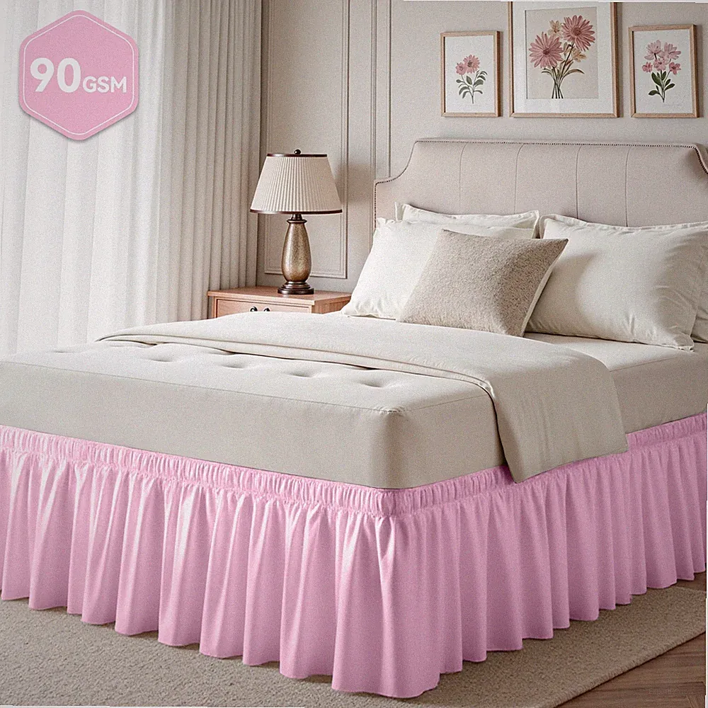 Cherry Blossom Pink Bed Skirts for Full Size, 18-inch Tailored Drop, Adjustable