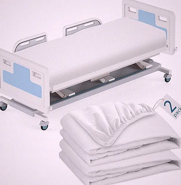Fitted Hospital Bed Sheets Soft&Durable for Home/Care Beds/Medical Use White