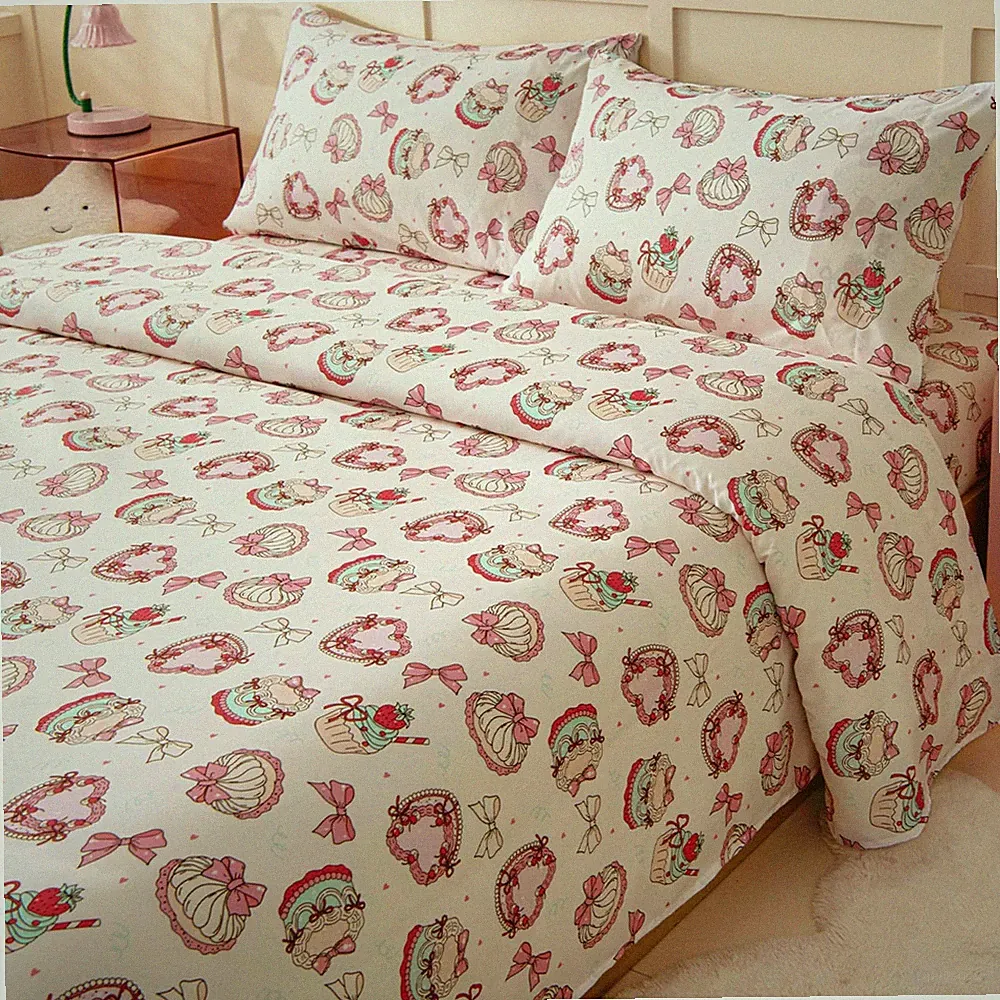 Full Size Set for , 4-Piece Bed Set for Teens Boys Girls, Cartoon Printed Bed...