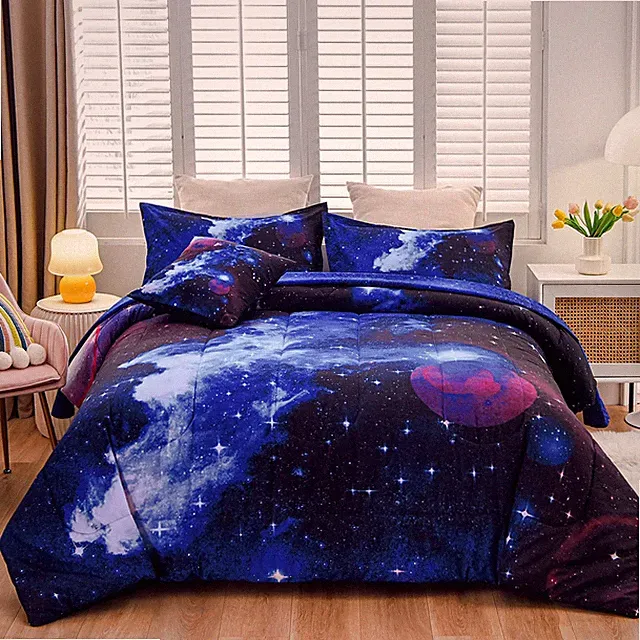 Galaxy Bedding Set 6Pcs 3D Printed Comforter Quilt for Kids Teens Full Size