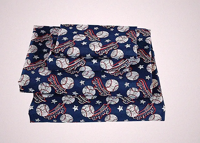 Mk Home Full Sheet Set for Teens Baseball Dark Blue Red White New