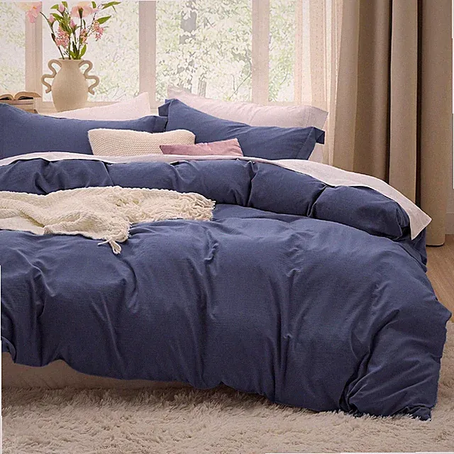 NEW Queen Size 3PC Bedsure Navy Blue Duvet Comforter Cover & Pillow Shams Set