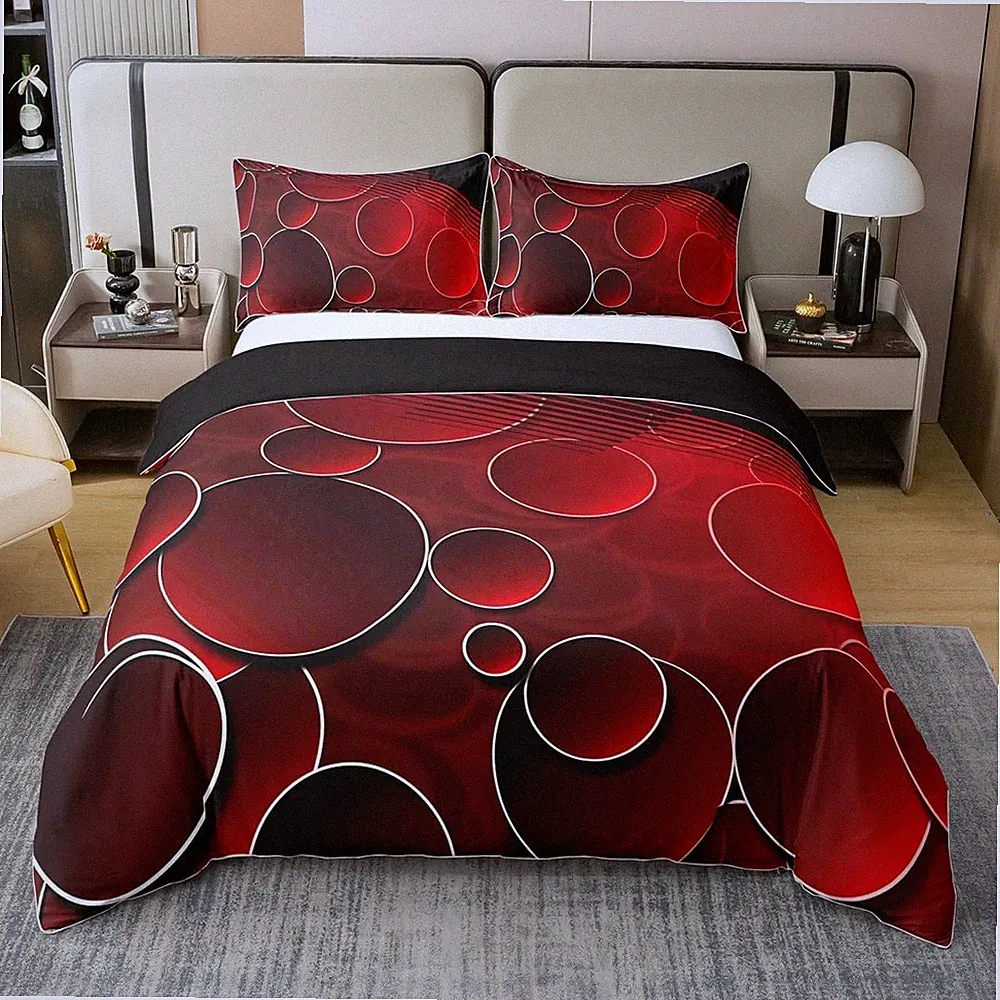 Red & Black 100% Cotton Queen Duvet Cover Set for Kids & Teens