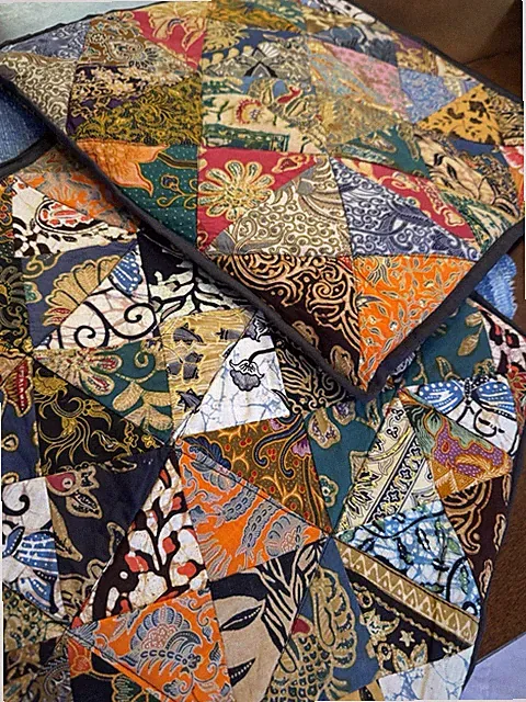 Set of 2 PATCHWORK QUILTED Fancy Fabrics Pillowcases for 16" Accent Toss Pillows