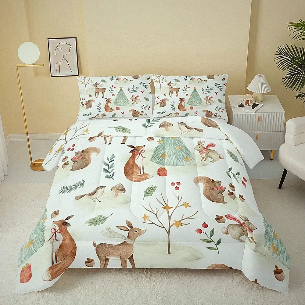 Soft Lightweight Kawaii Animal Bedding Set for Kids – Full Size Comforter