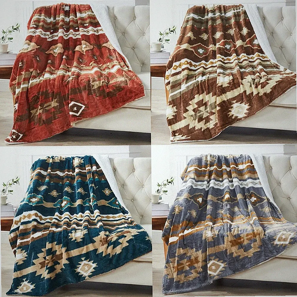 Southwest Sherpa Fleece Throw Blanket – Ultra Soft Reversible & Cozy Plush Gifts