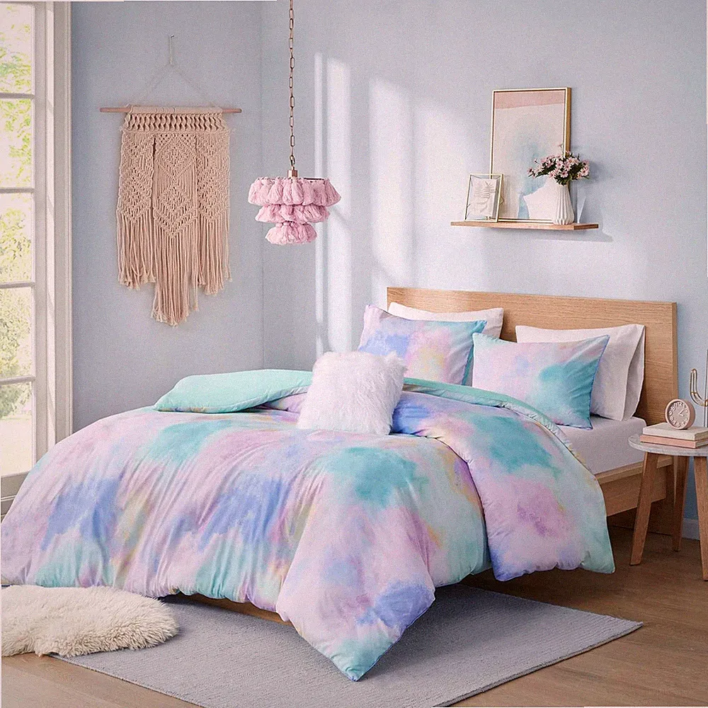 Twin Comforter Set, Watercolor Twin Bedding Sets, Tie Dye Comforter Set for Teen