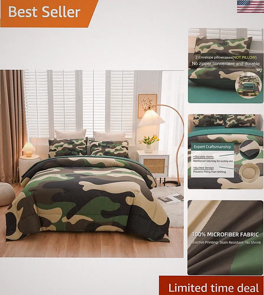 Ultimate 5-Piece Camouflage Bedding Set for Boys & Teens - All Season Soft